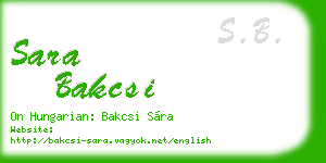 sara bakcsi business card
